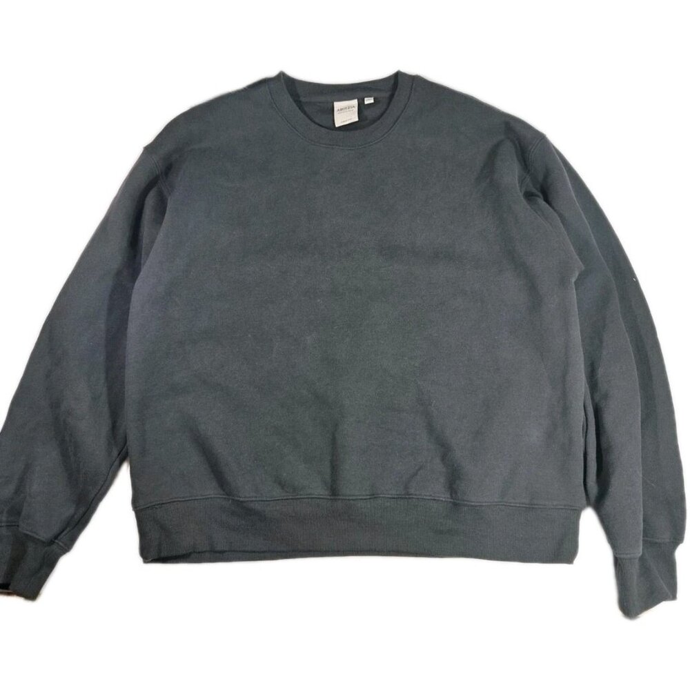 Aritzia Womens SweatFleece Coal Grey Crew Neck Sweatshirt sz L Minimalist Cozy - Picture 3 of 7